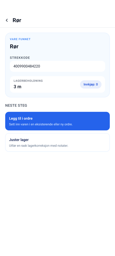 Skjermbilde av vare-detaljer