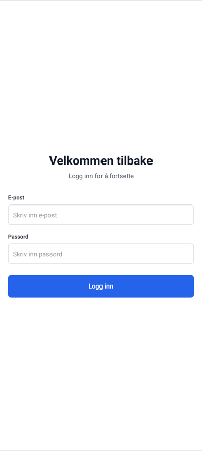 Skjermbilde av innloggingsskjermen