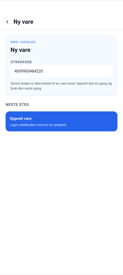 Skjermbilde av skannet strekkode