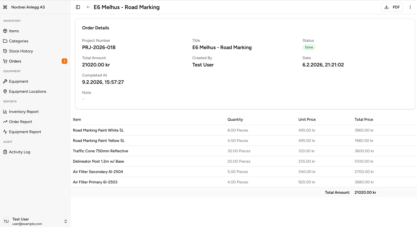 Momentech order management view